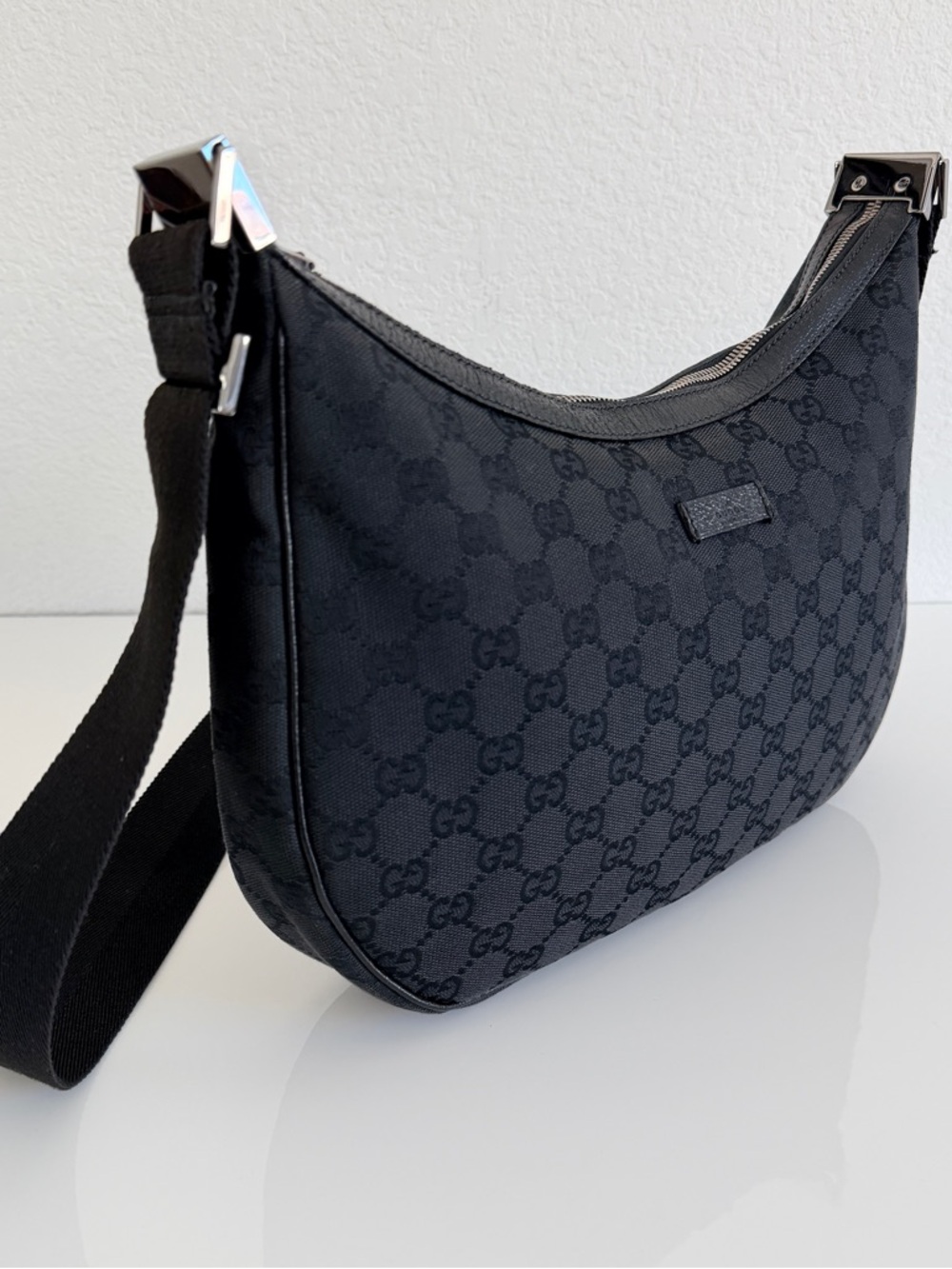 Gucci Black Monogram Crescent Shoulder Bag - Picture 2 of 15
